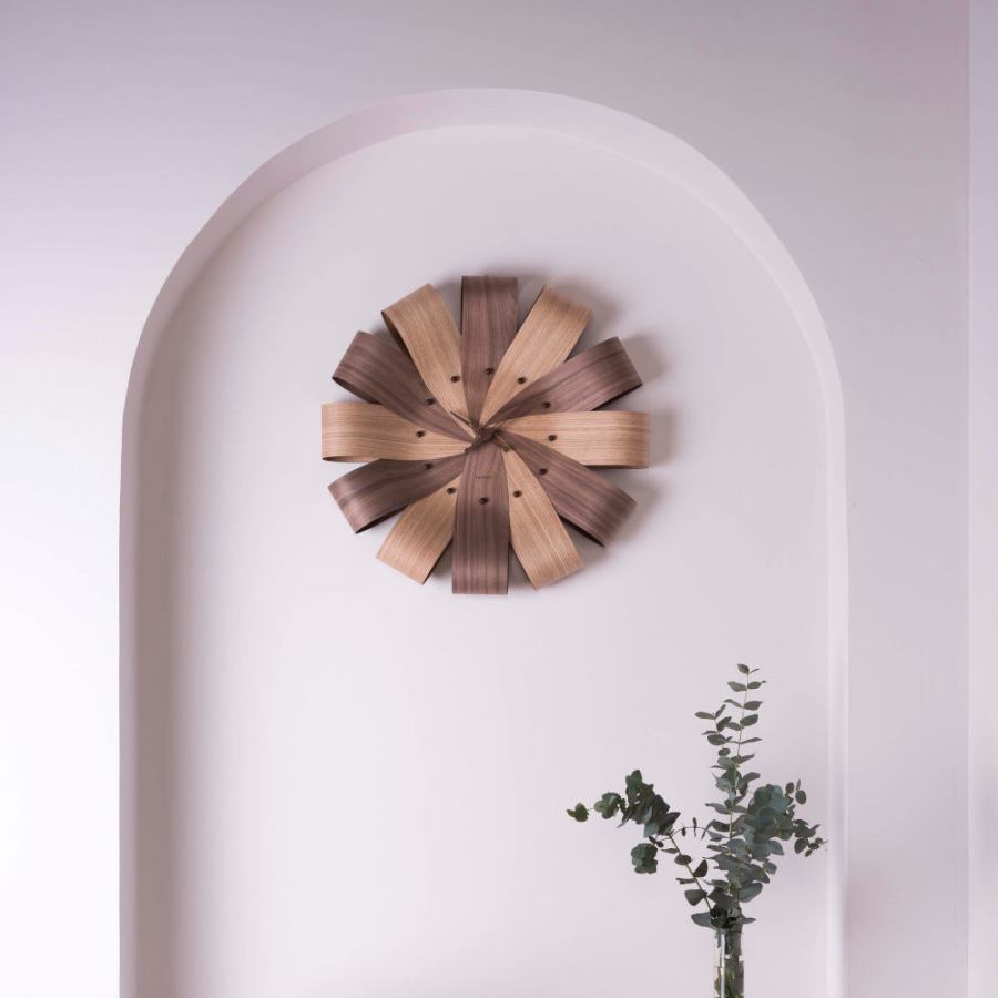 Beautiful Wall Clock "Ciclo" made of Folded Wood Ø 55 cm