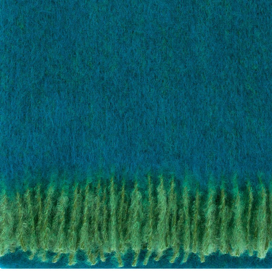 Finnish Woven Bicolor Blanket Petrol Blue Green Made Of Mohair Wool Kunstbaron