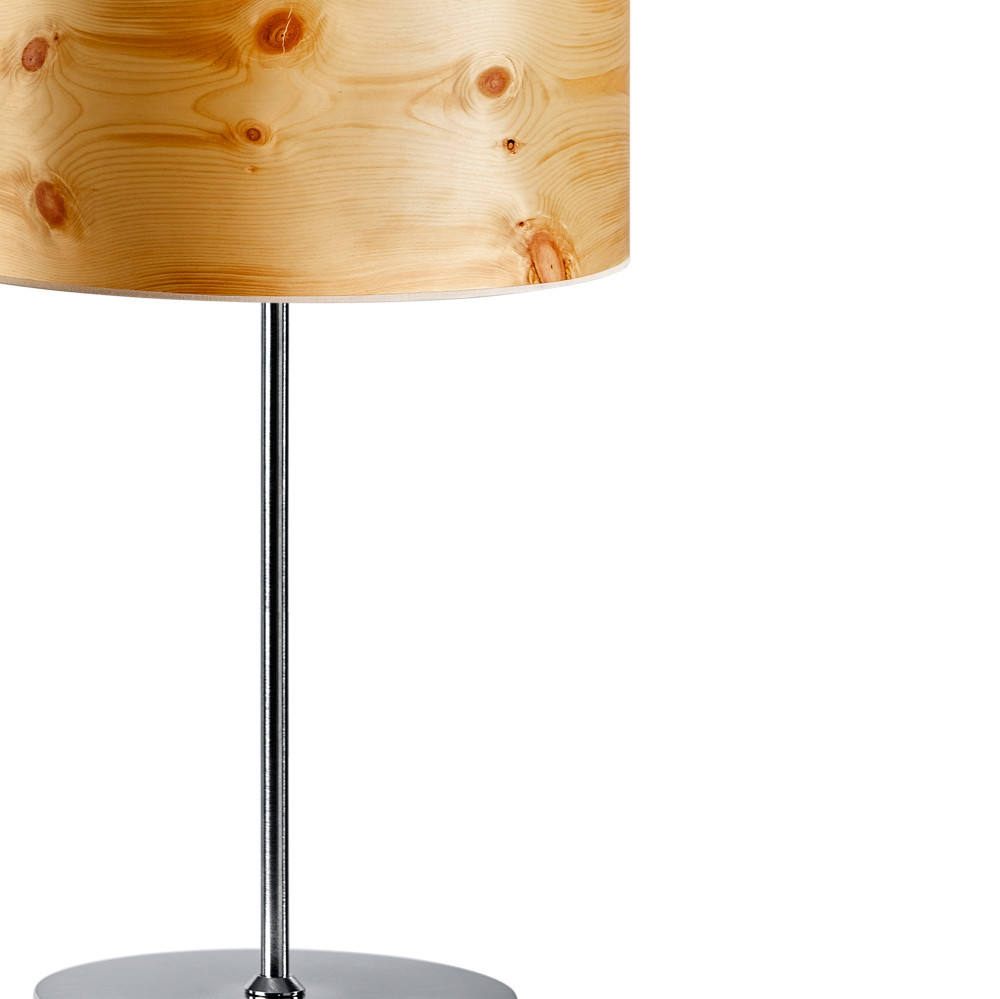 Design-Tischleuchte mit weitem Zylinderschirm aus durchscheinendem  Holzfurnier | Kunstbaron