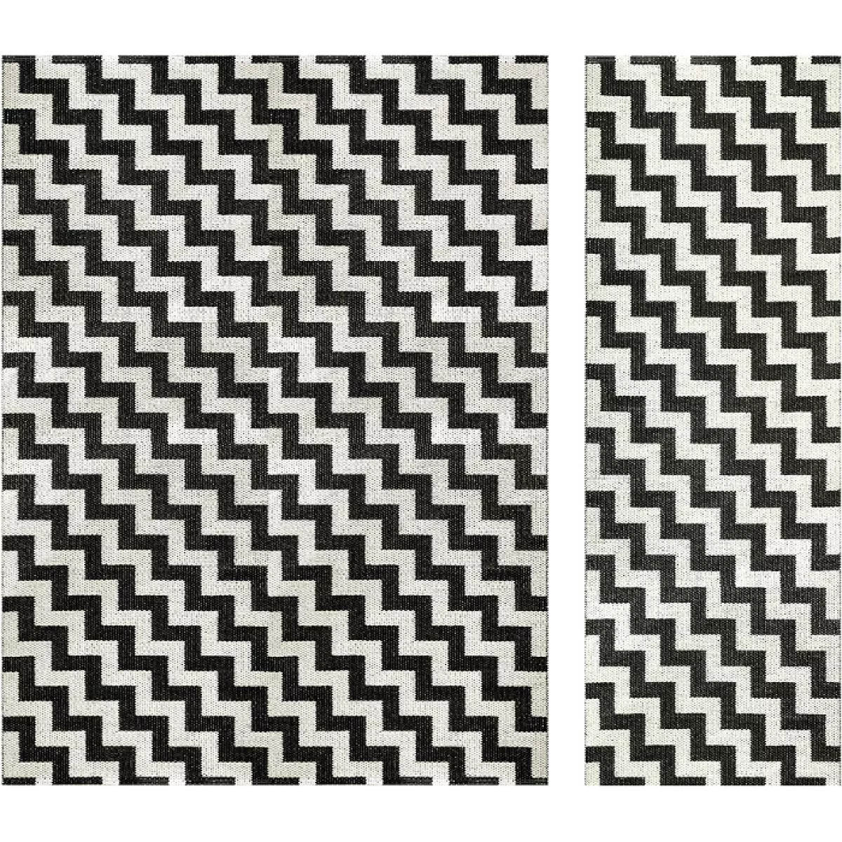 Design-Teppich bzw. Läufer „Gunnel“ (Schwarz) aus Plastik | Kunstbaron