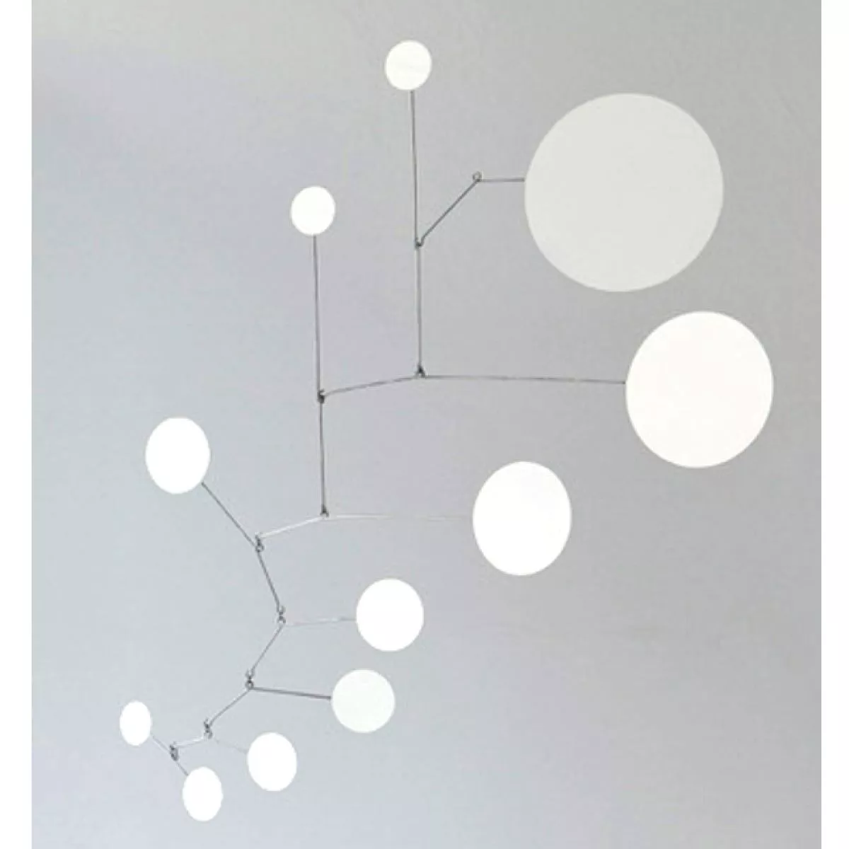 Dots (white) - Handmade Mobile, polished brass | Kunstbaron