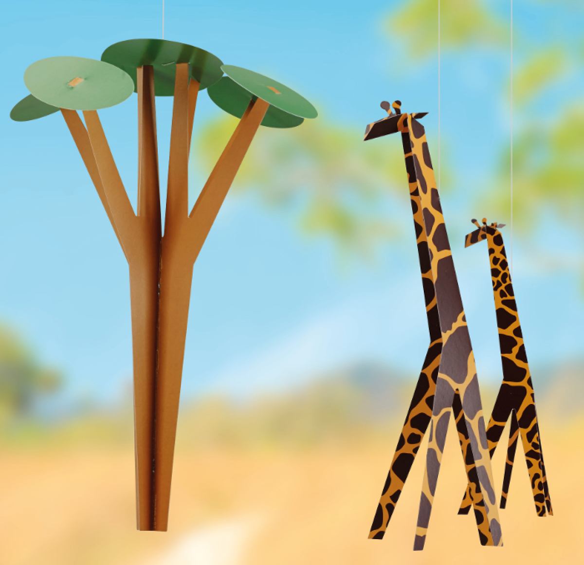 Mobile for Babies and Children "Giraffes on the Savannah"