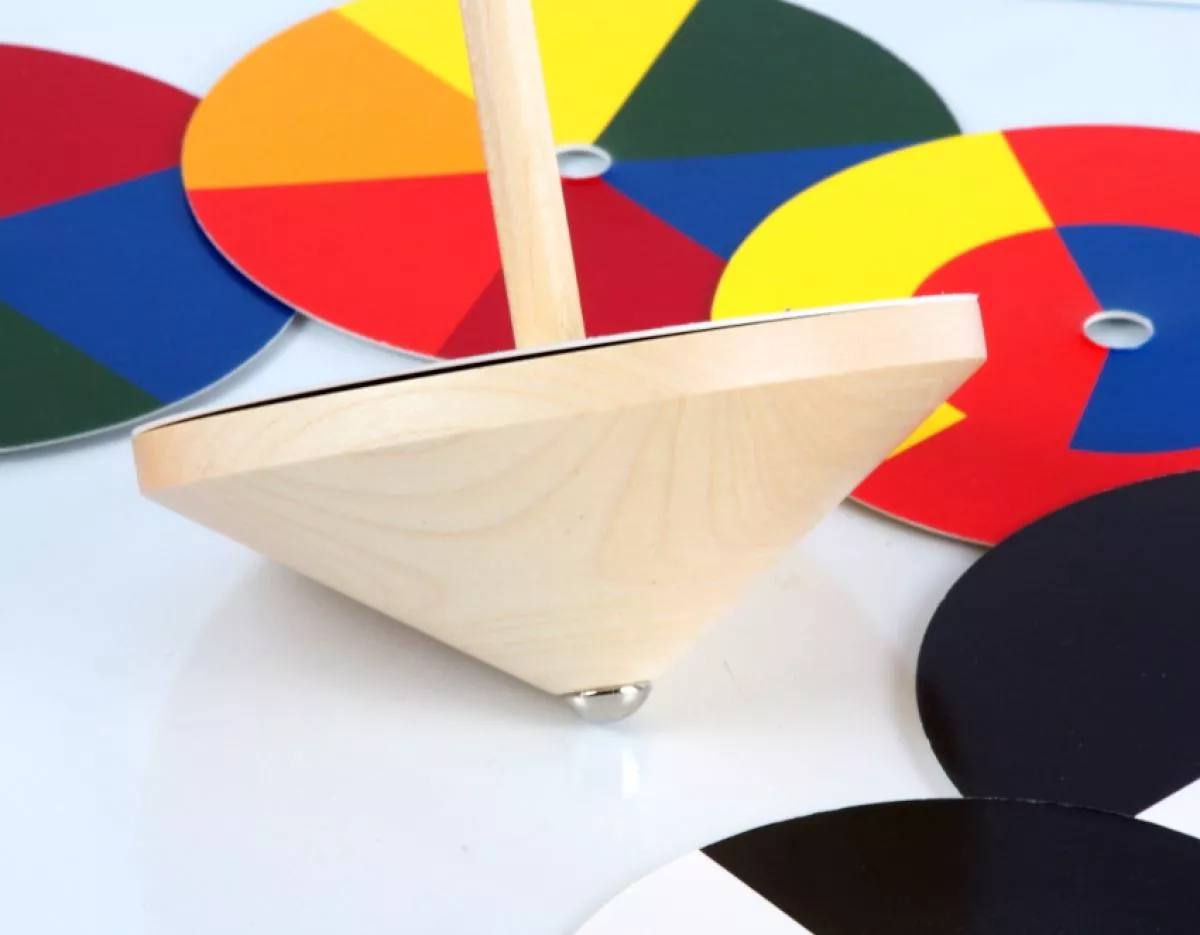 Bauhaus-Holzkreisel Optischer Farbmischer von Naef | Kunstbaron