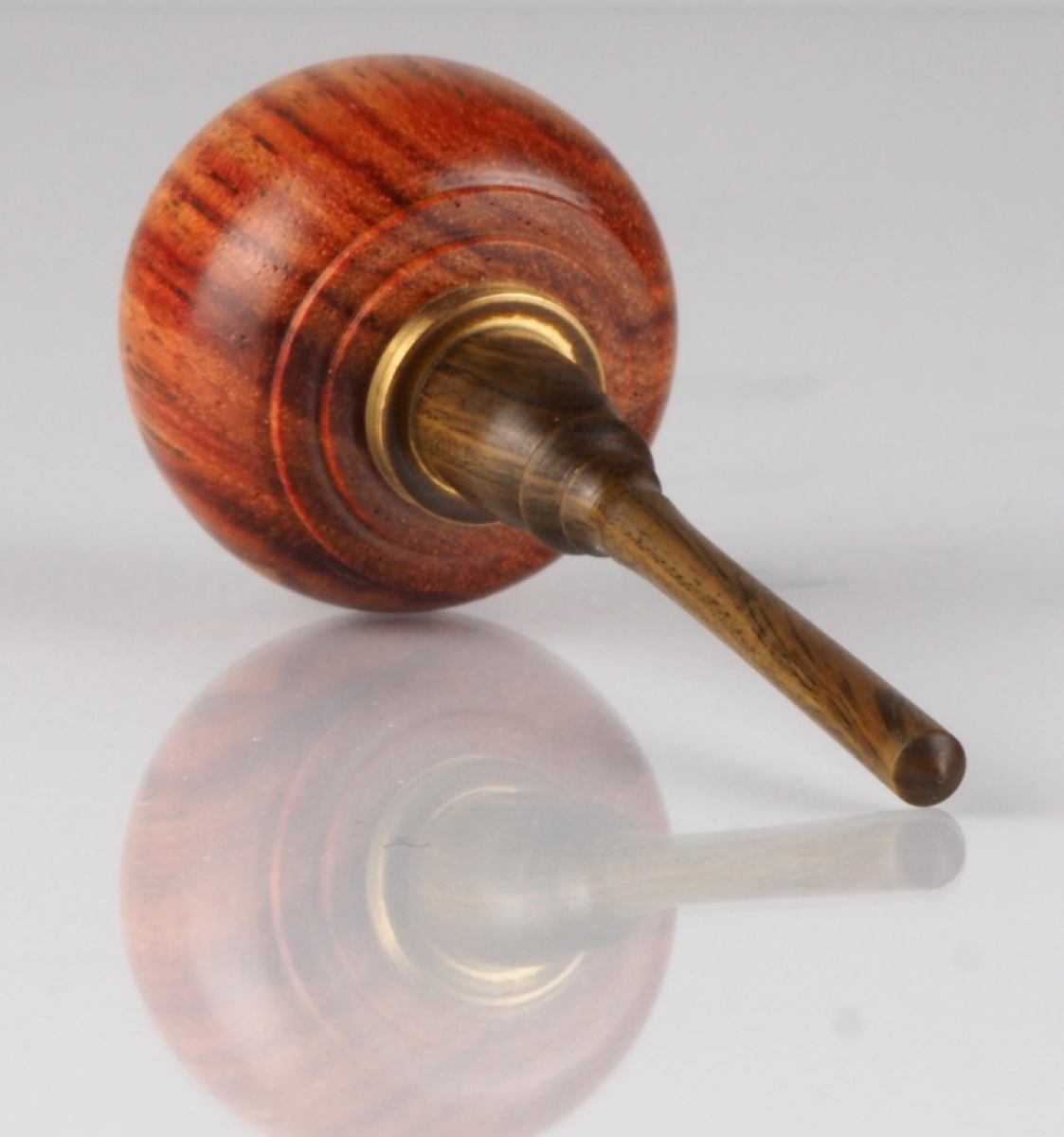 Tall Artistic Spinning Top made of Rosewood and Brass