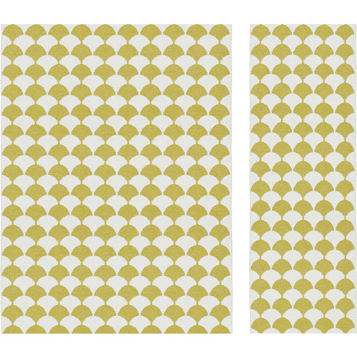 Swedish rug „Gerda“ (yellow) woven from plastic foil | Kunstbaron