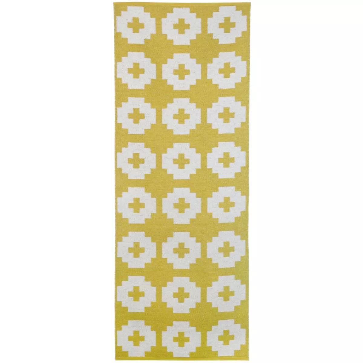 Schwedischer Plastikteppich bzw. Läufer „Flower“ (Gelb) | Kunstbaron