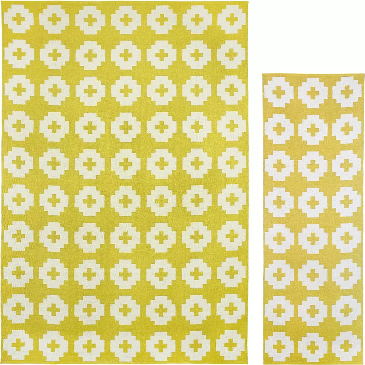 Swedish Plastic Rug „Flower“ (yellow) in various sizes | Kunstbaron