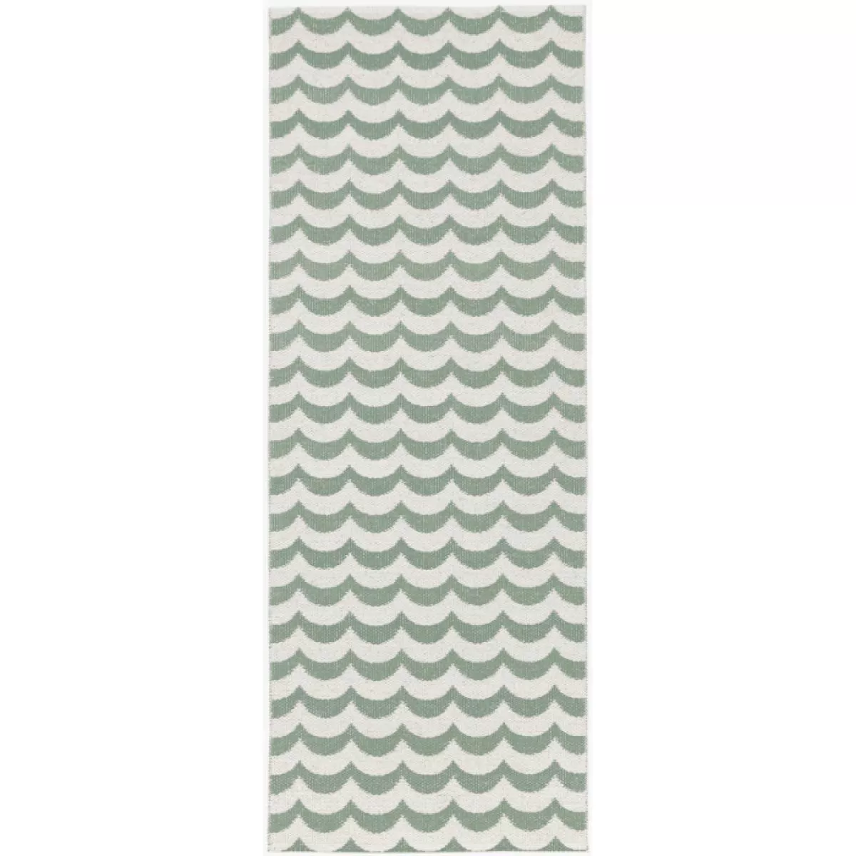 Traditionally Woven Plastic Rug „Ocean“ (Green Wave Pattern)| Kunstbaron