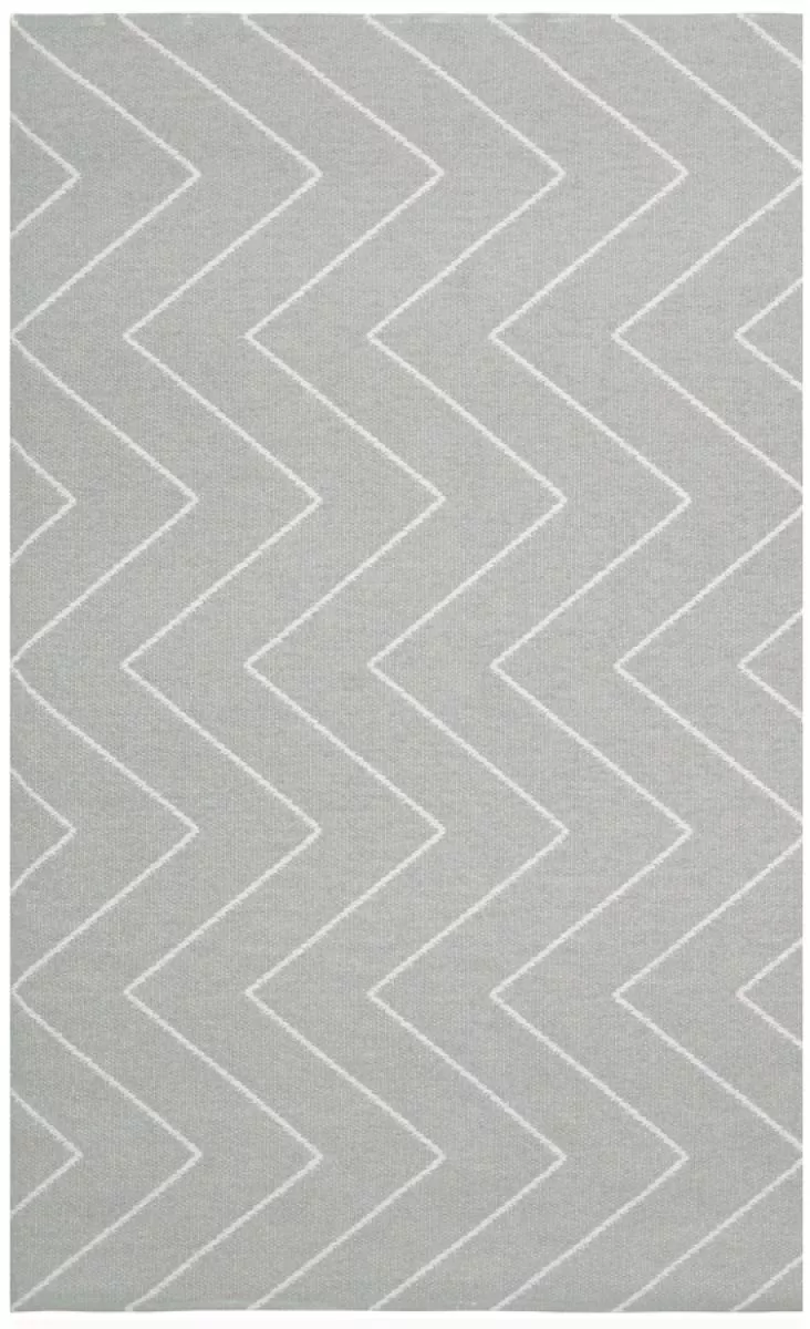 Zackenmuster-Teppich bzw. Läufer „Rita“ (Grau) aus gewebter Plastikfolie | Kunstbaron