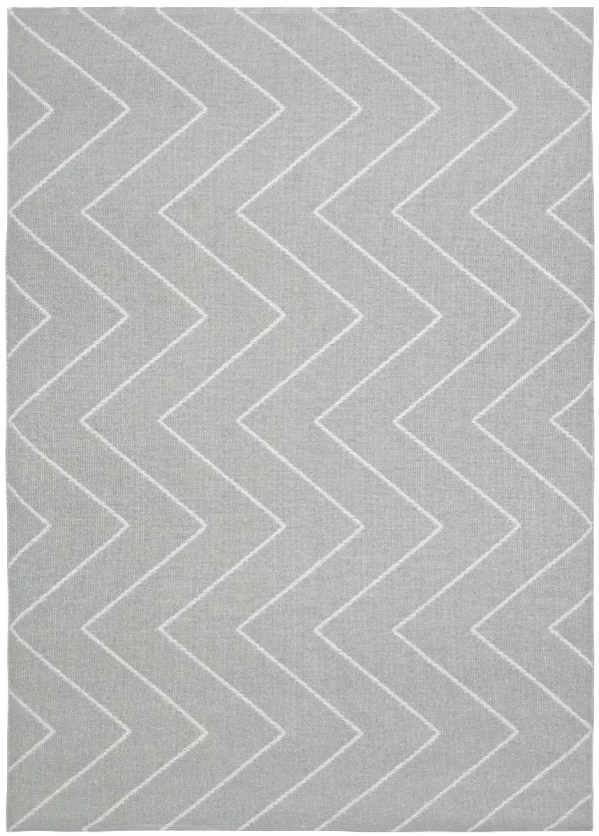 Zackenmuster-Teppich bzw. Läufer „Rita“ (Grau) aus gewebter Plastikfolie | Kunstbaron