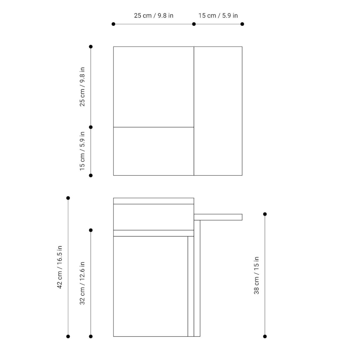 Geometrically Designed Side Table "Plateau Massif" (Black) made of Oak Wood (40 x 40 cm)