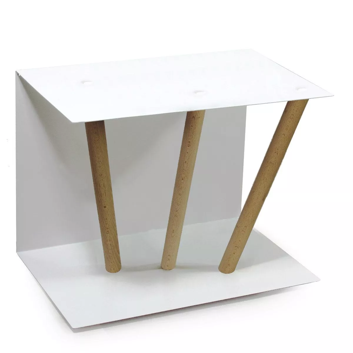 Stainless Steel Sidetable with three oblique legs (40 x 60 cm)