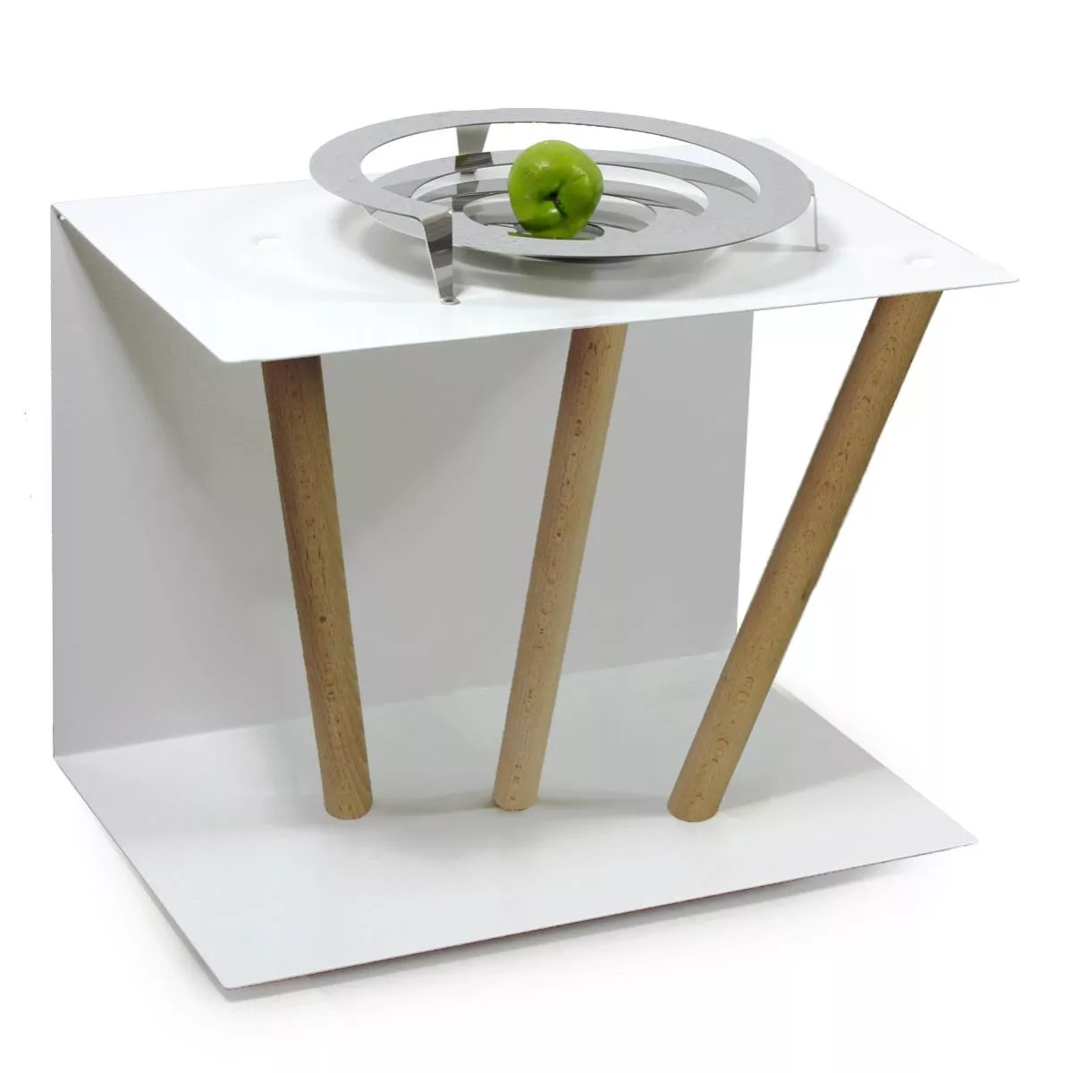 Stainless Steel Sidetable with three oblique legs (40 x 60 cm)