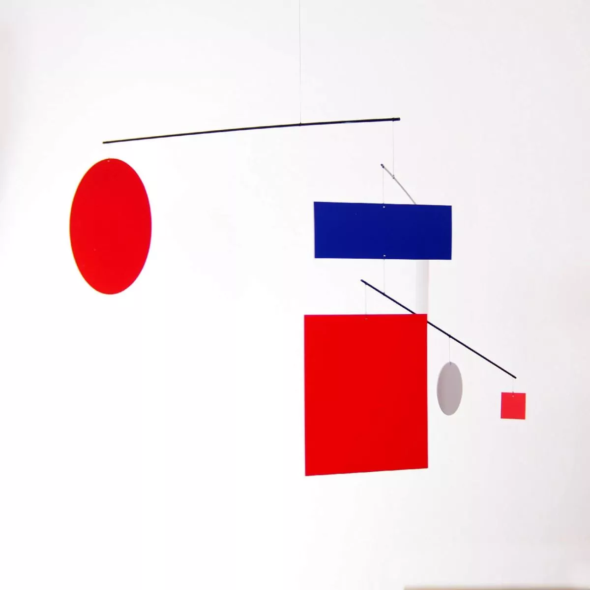 Large Art Mobile "Circle Square Guggenheim" referencing Mondrian (105 x 50 cm)