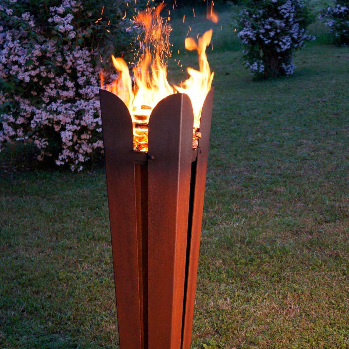 Sculptural Fireplace / Garden Torch made of Weatherproof Steel