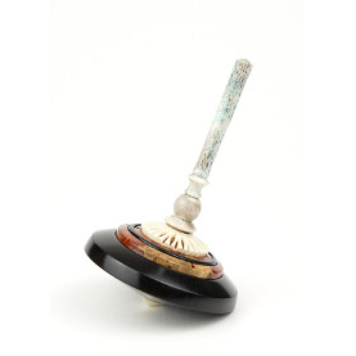 Collector's item: Filigree Artist's Spinning Top made of Precious Wood, Bone and Horn