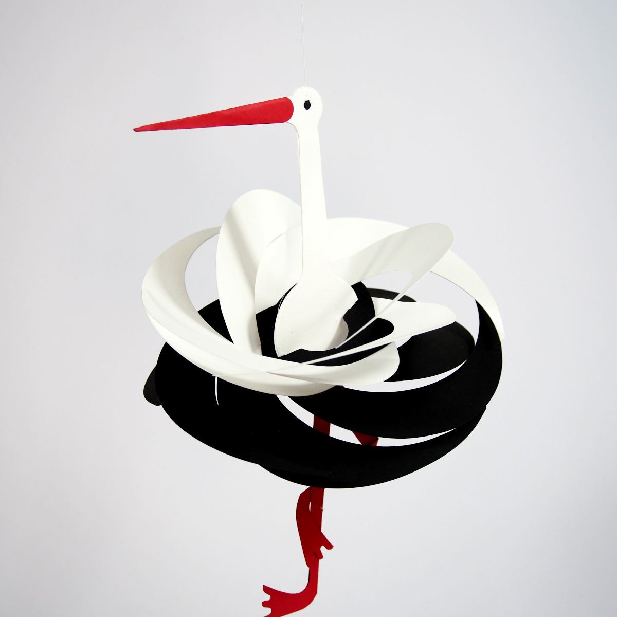 Handgefertigtes dänisches Storch-Mobile aus Papier