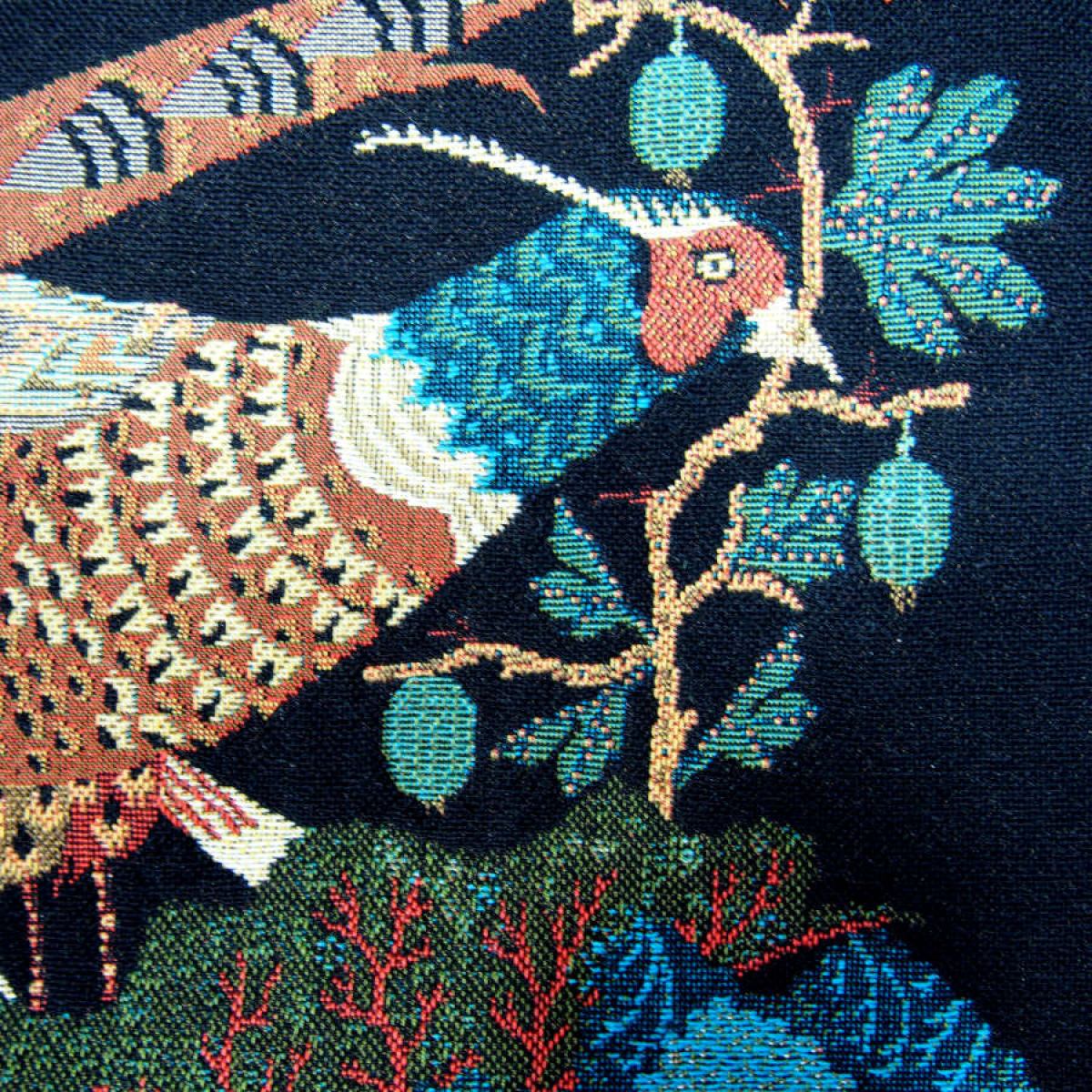 Velvet Cushion Sleeve "Pheasants & Rhubarbs" with Embroidery (50 x 50 cm)