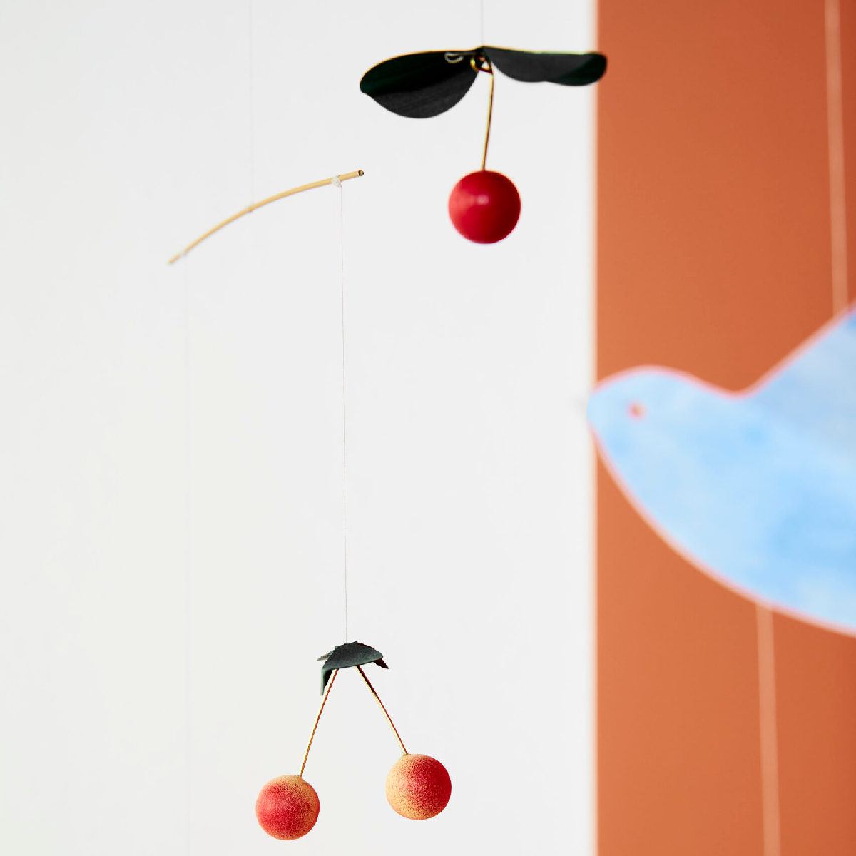 Charming Decorative Mobile "Cherry Birds" with Cherries and a Dove (45 x 42 cm)
