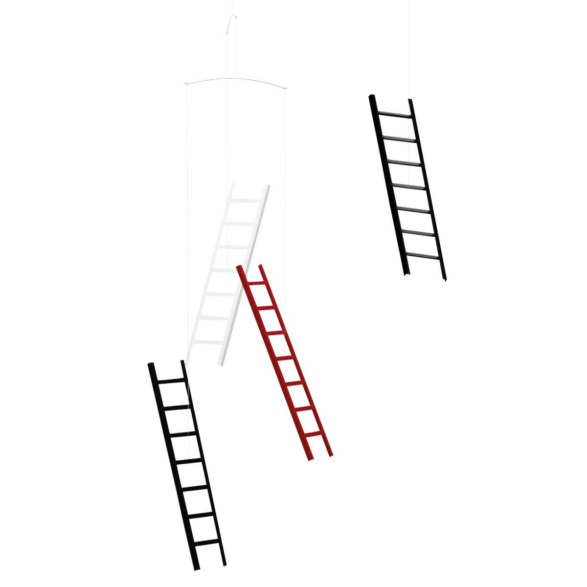 Dekoratives Mobile "7 Steps 4 Ladders" mit schwebenden Leitern (65 x 36 cm)