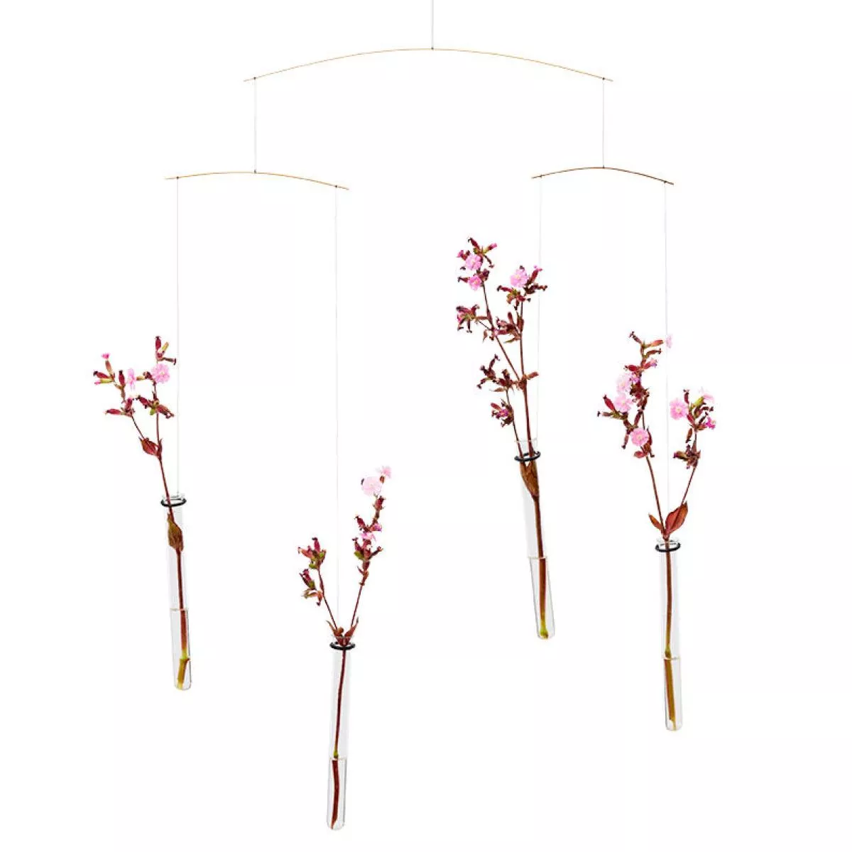 "Flying Flowers" Mobile with Small Glass Vases