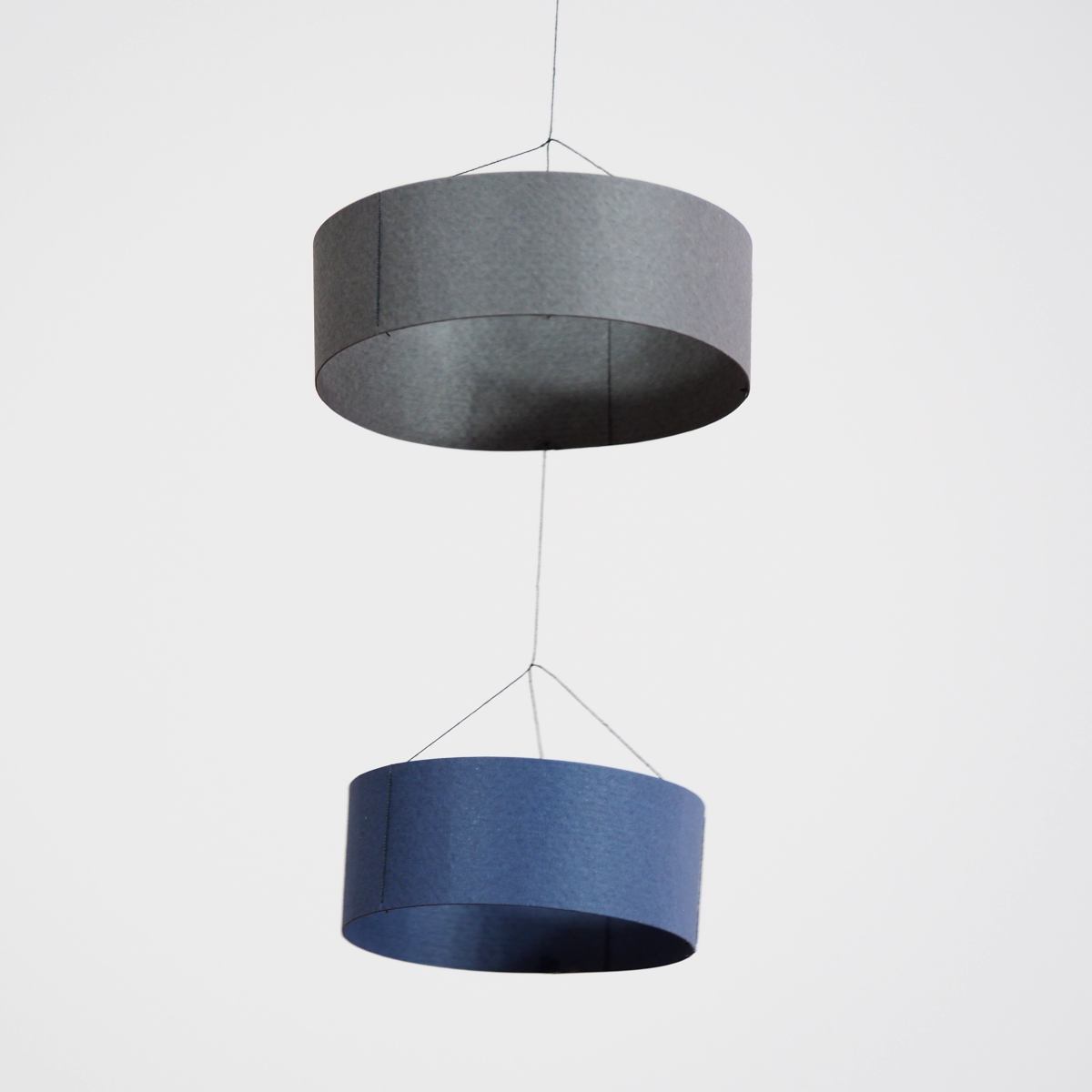 Stylish Hanging Mobile "Rings", handmade of Paper – Blue (25 x 50 cm)