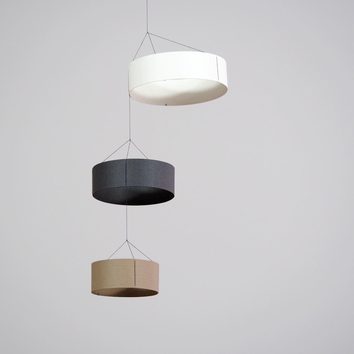 Stylish Hanging Mobile "Rings", handmade of Paper – Brown (25 x 50 cm)