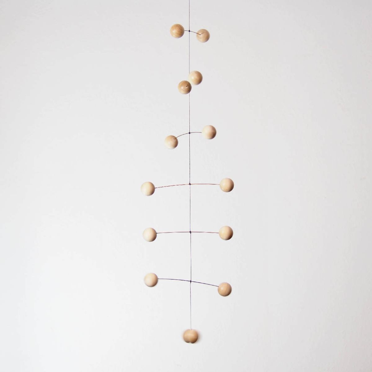 Handmade upright mobile "DNA" made of wood