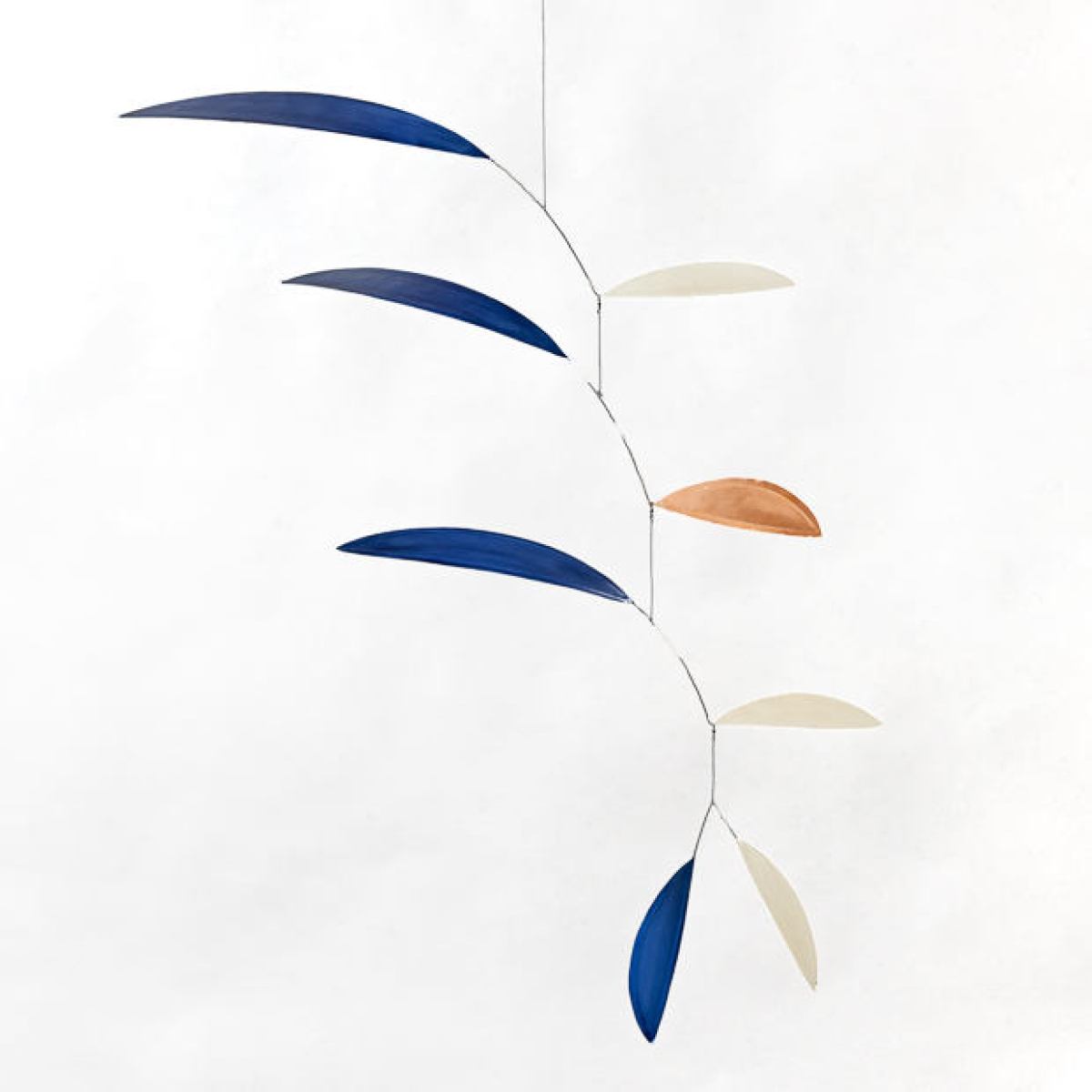 Handpainted Art Mobile "Swipp" – Blue / White with Copper (60 x 60 cm)