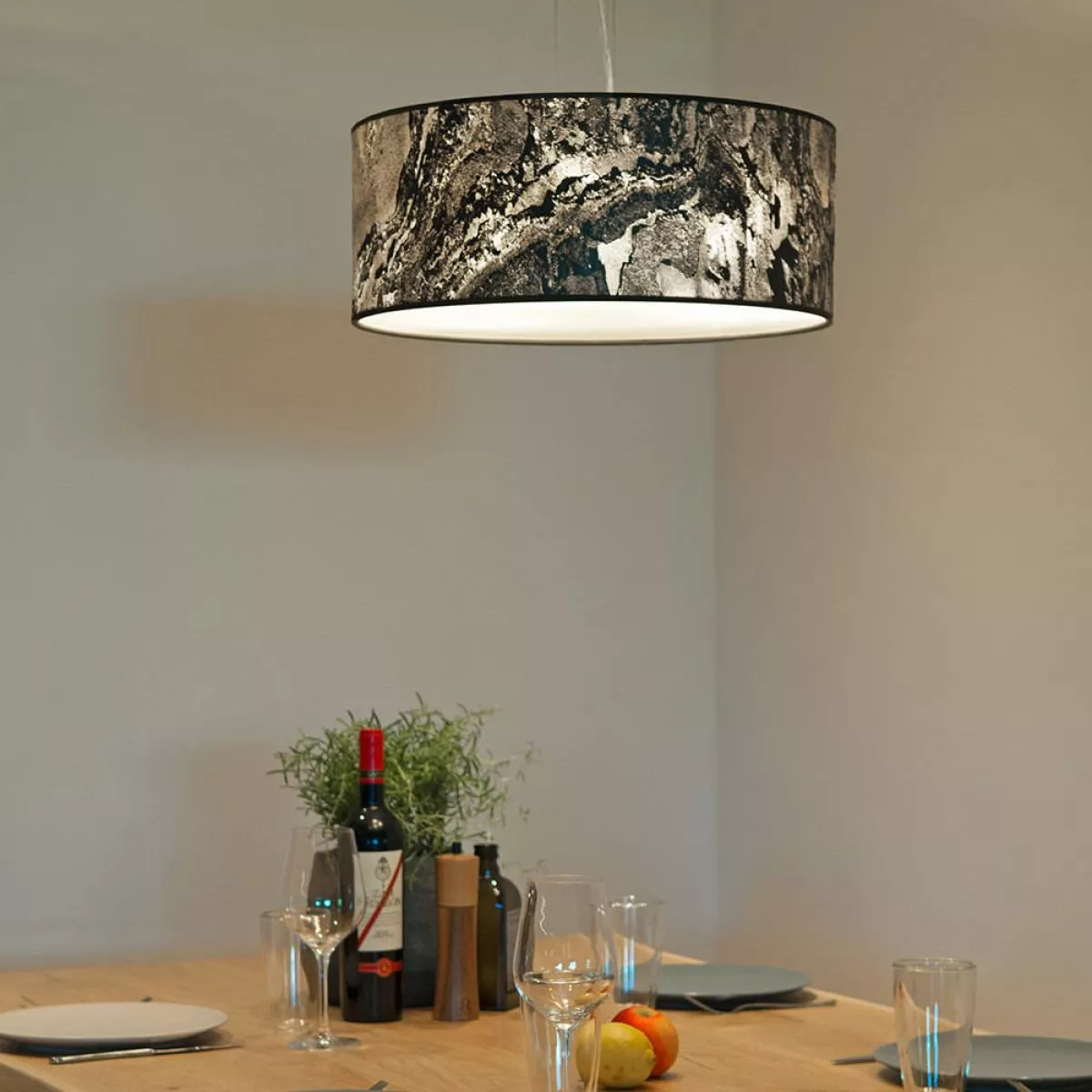 Design Pendant Lamp with Shade made of Stone Veneer Ø 55 cm