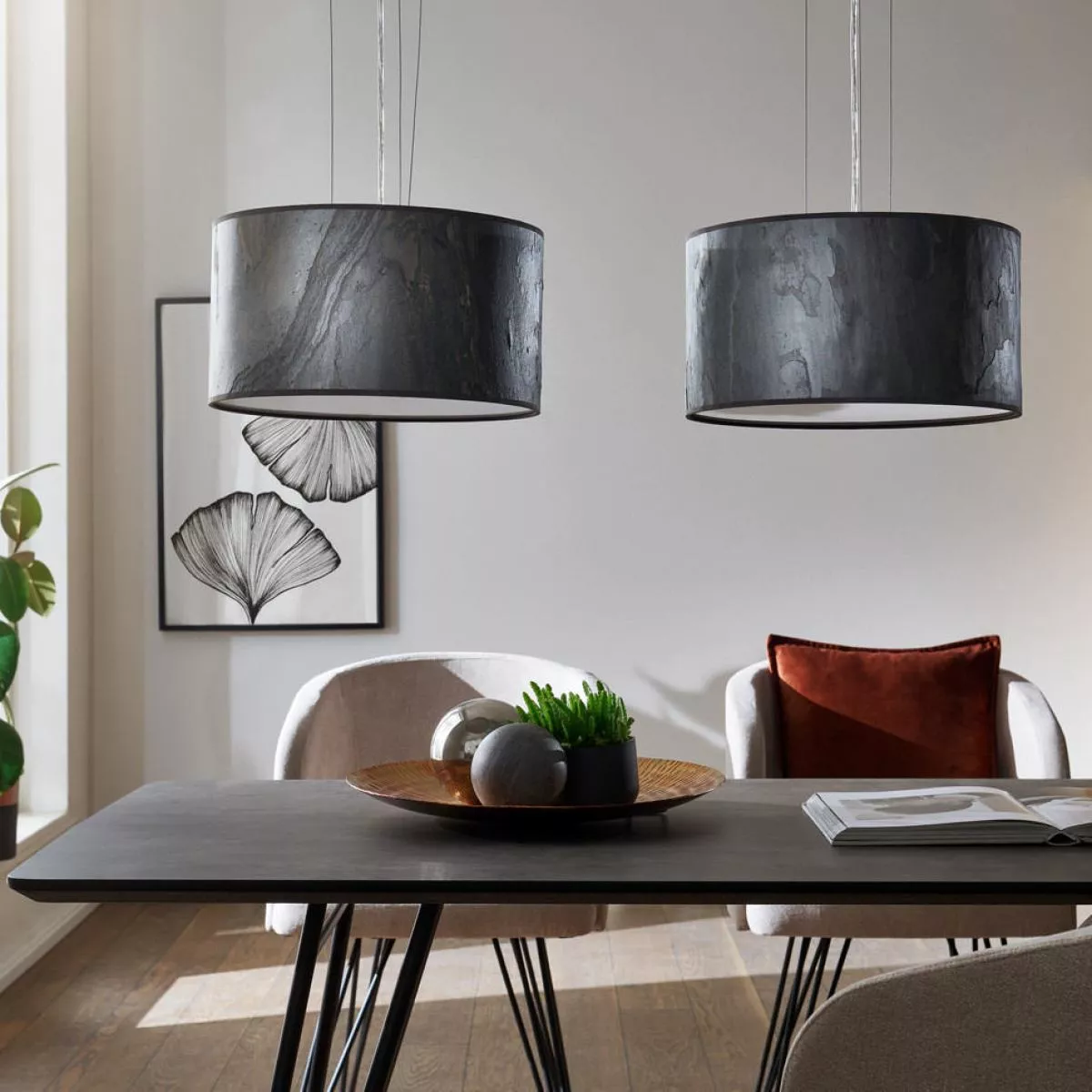 Design Pendant Lamp with Shade made of Stone Veneer Ø 35 cm