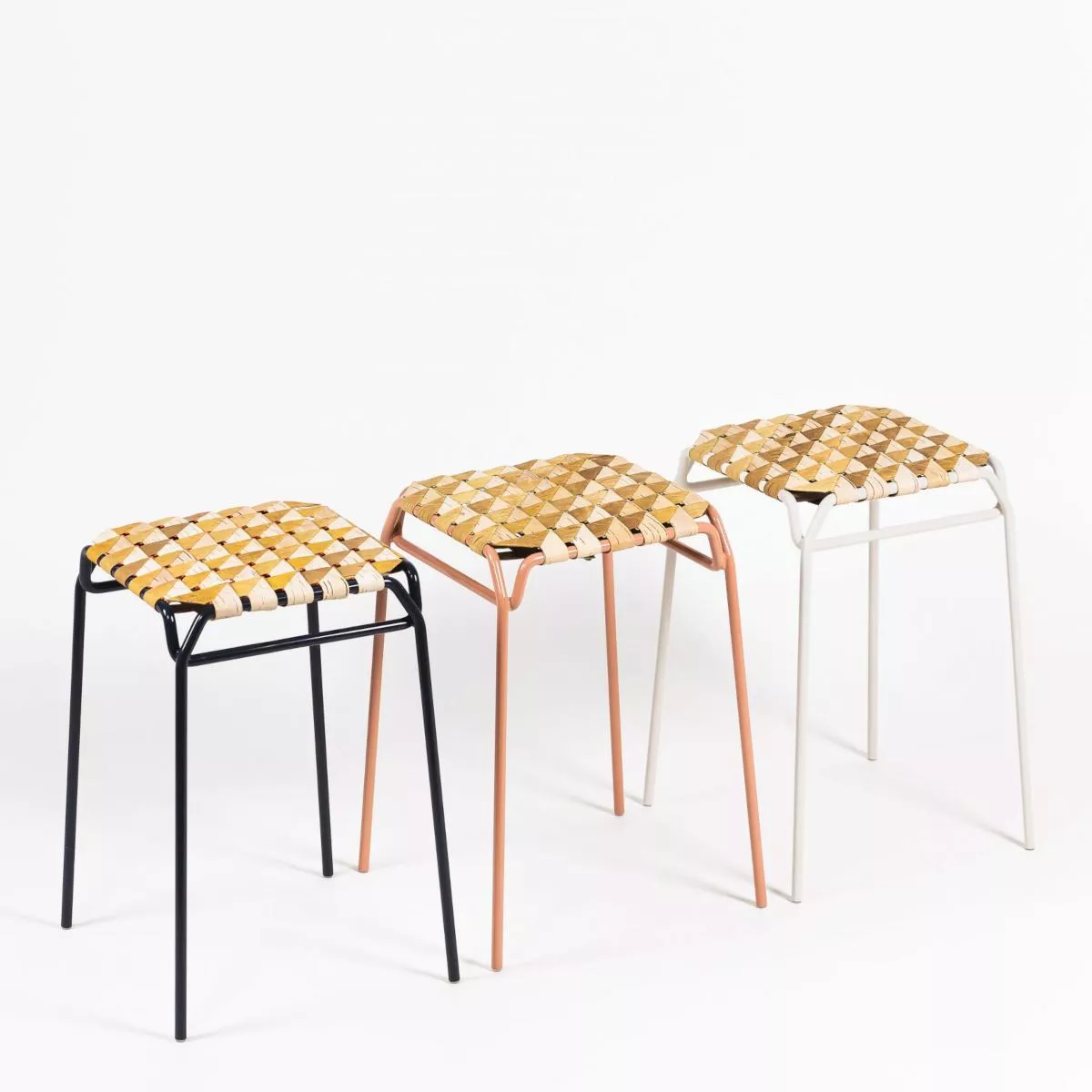 Design Stool with Artfully Folded Tree Bark Seat