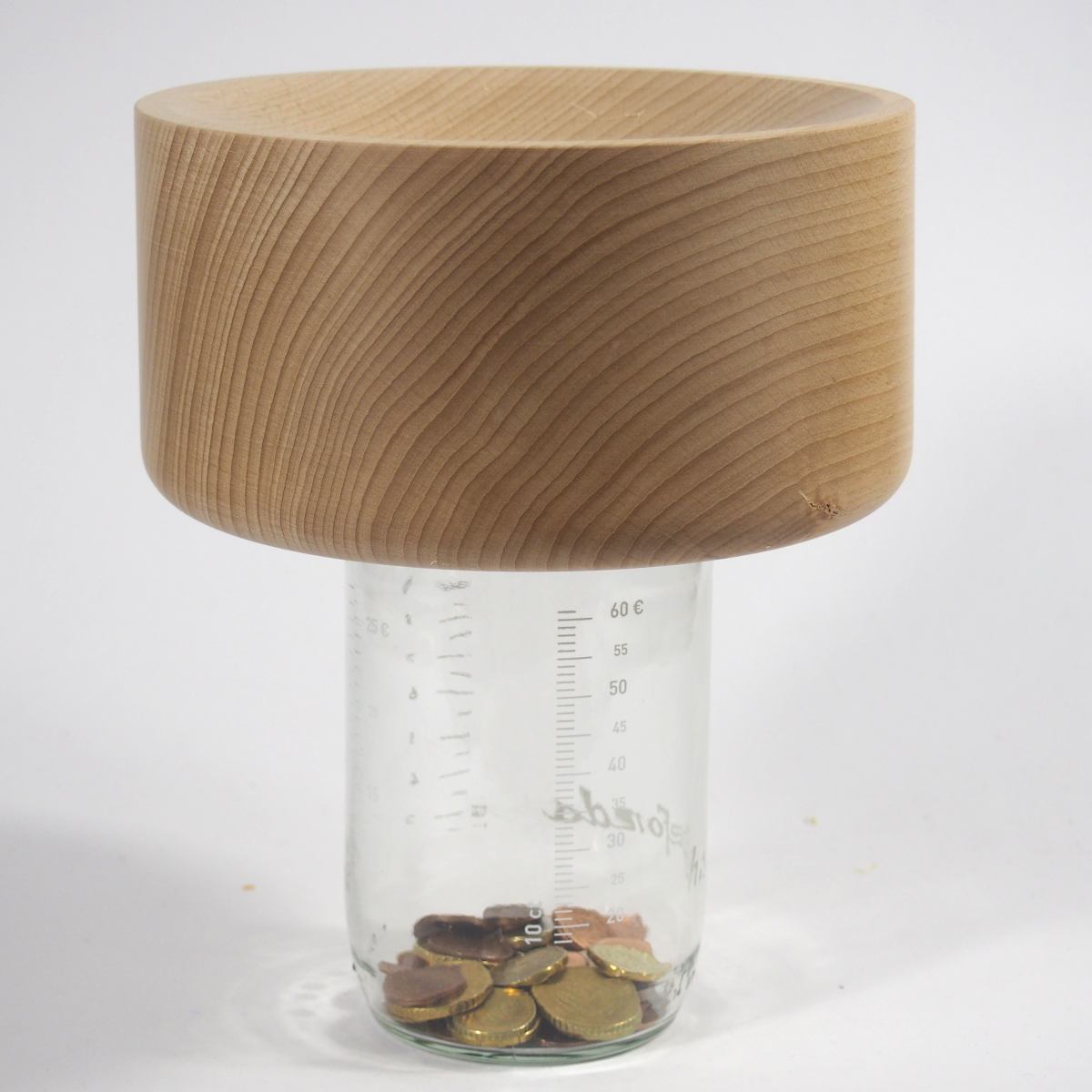 Money Box with Wooden Coin Funnel – Medium Version