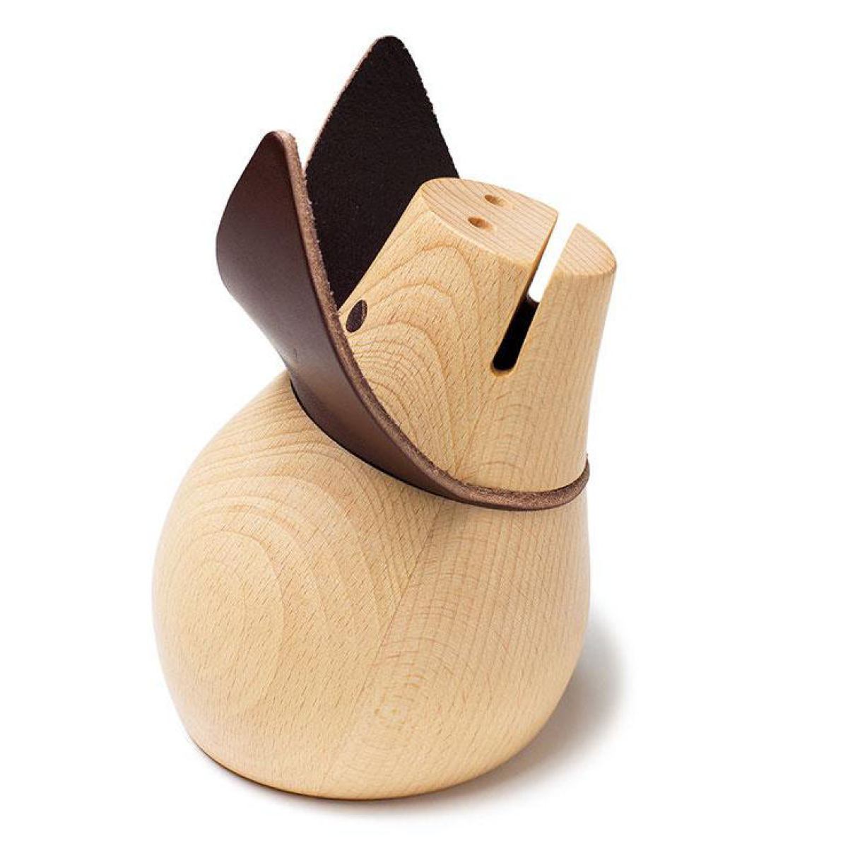 Money Box / Piggy Bank made of Wood with Leather Ears (two colors)