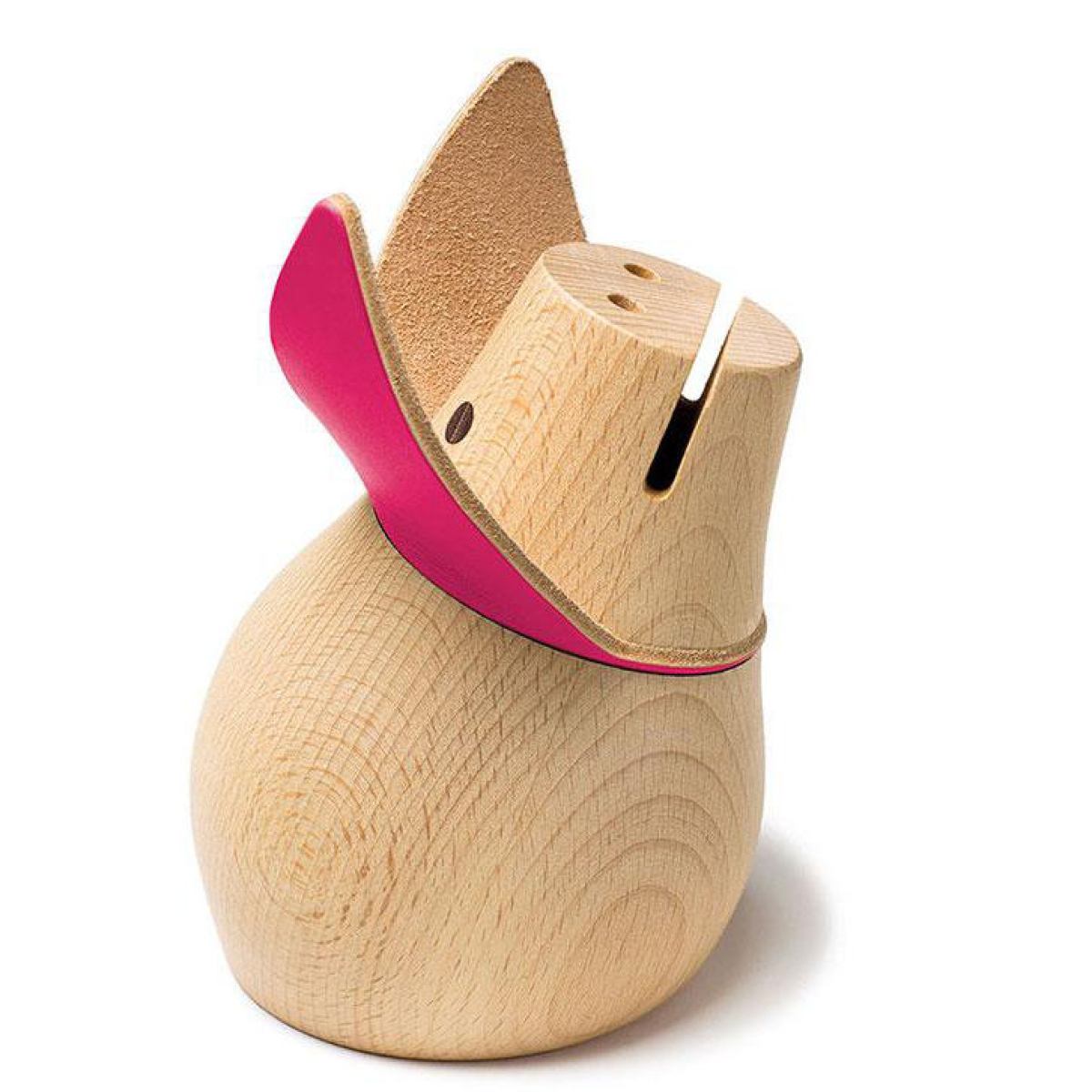 Money Box / Piggy Bank made of Wood with Leather Ears (two colors)
