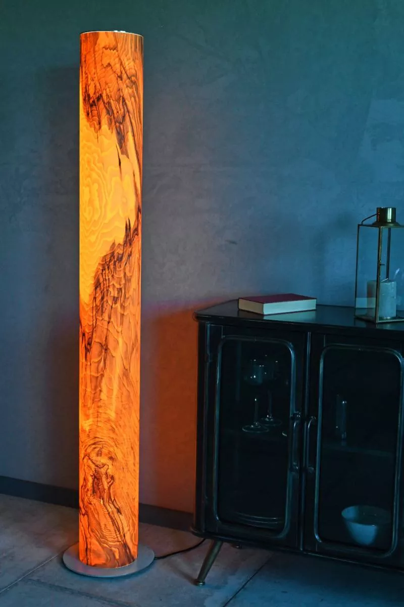 Artful Design Floor Lamp with Wood Veneer Cylinder Shade (Height 