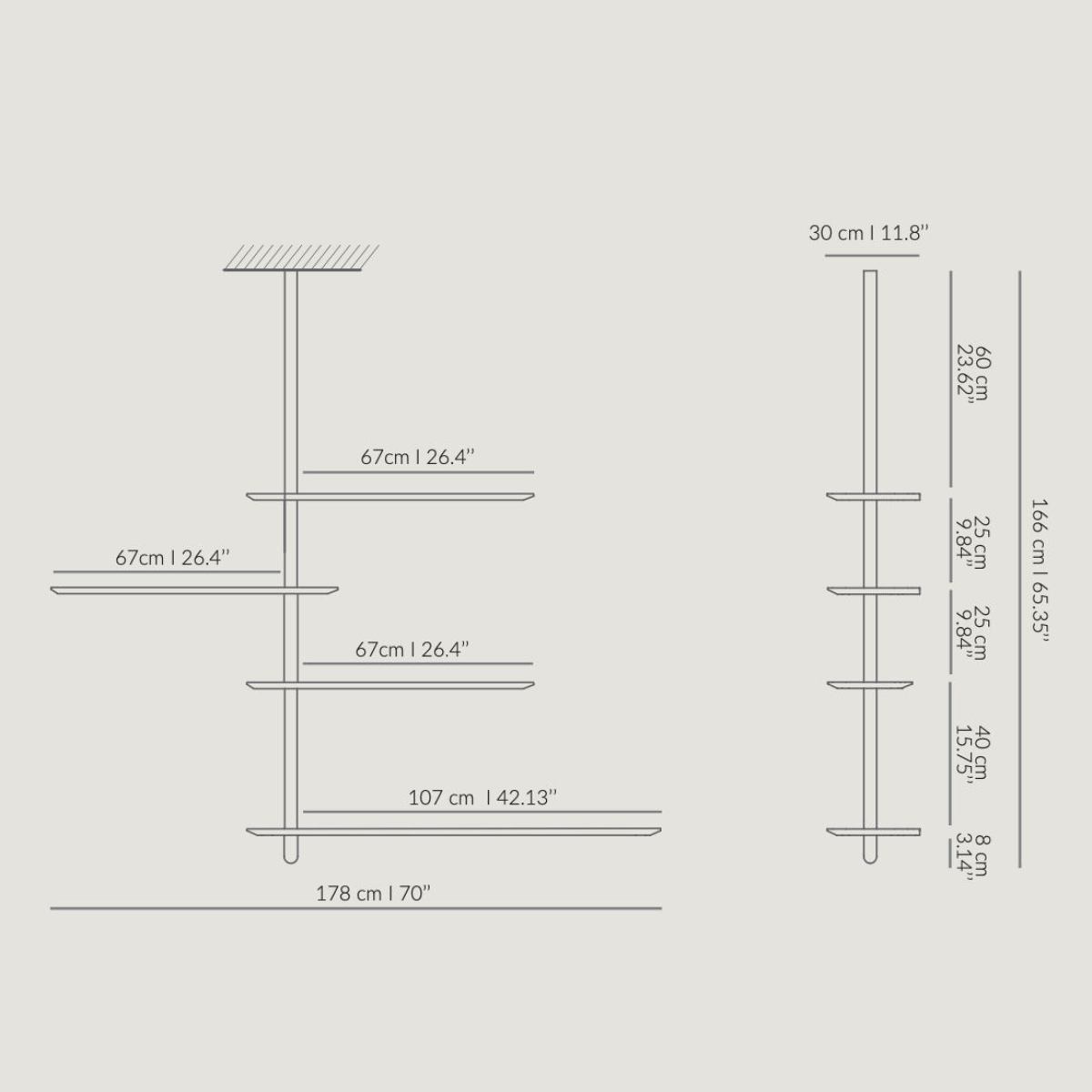 Stilvolles Wandregal mit Echtholzfurnier – Modell 6 (hängend)