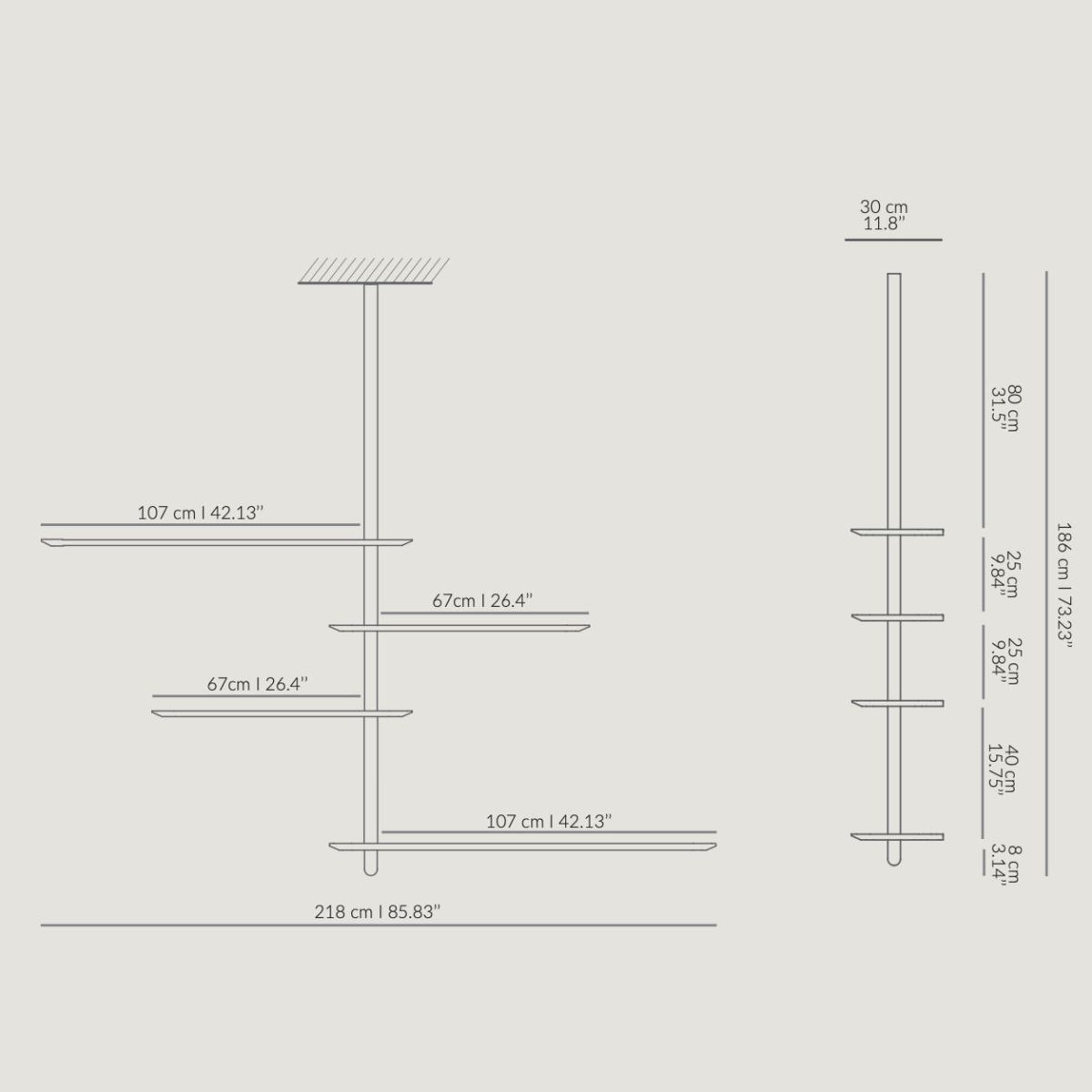 Stilvolles Wandregal mit Echtholzfurnier – Modell 7 (hängend)