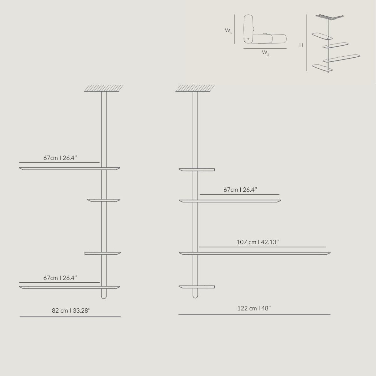 Design Wall Shelf with Real Wood Veneer for Corner Installation – Model 9 (hanging)
