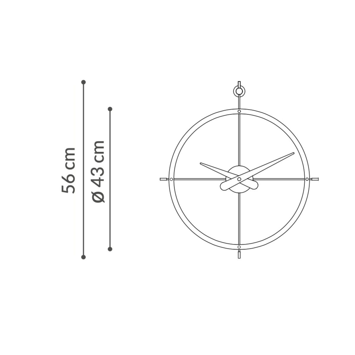 Design-Wanduhr "2 Puntos" mit Doppelring aus Holz / Stahl / Messing Ø 43 cm