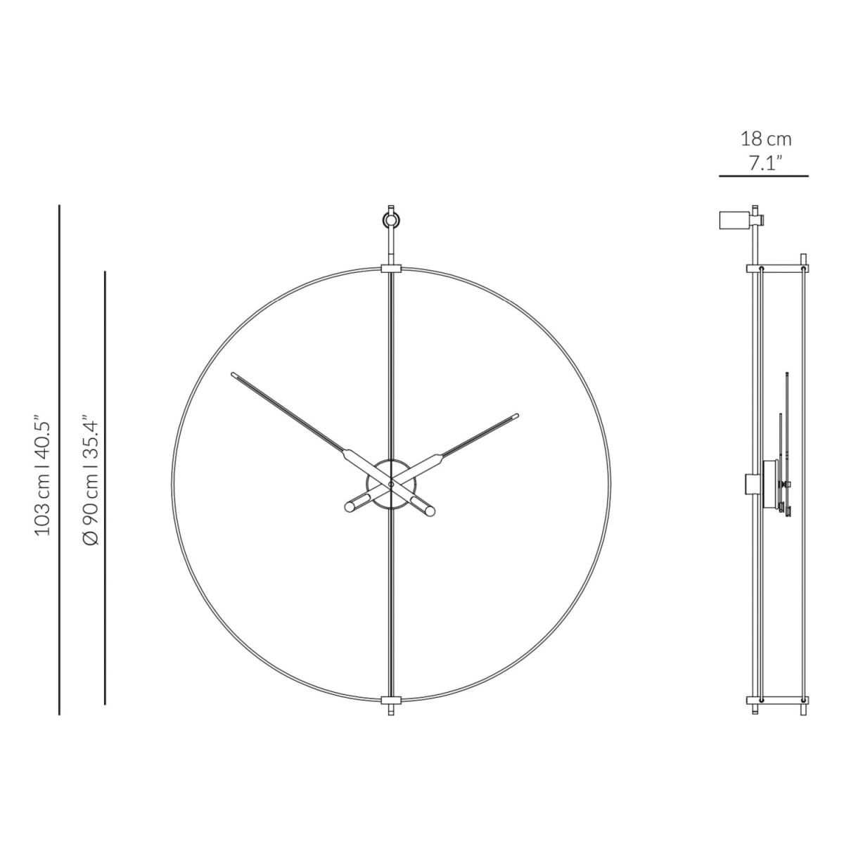 Double Ring Design Wall Clock "Barcelona Premium" Ø 90 cm