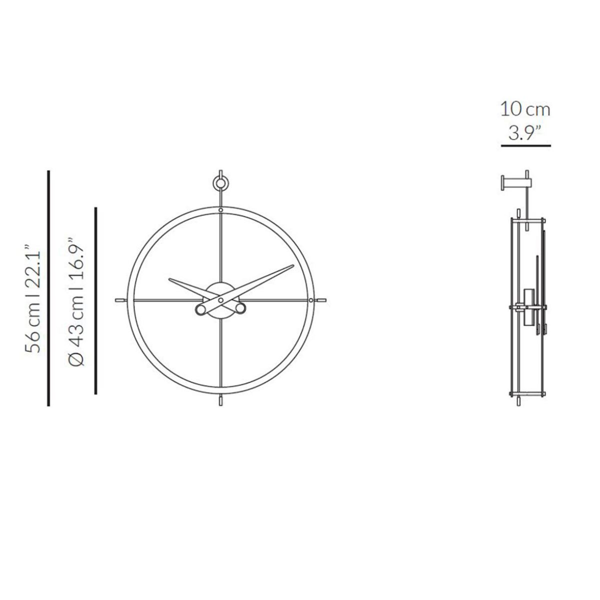 Design-Wanduhr "2 Puntos Premium" mit Doppelring aus Messing Ø 43 cm