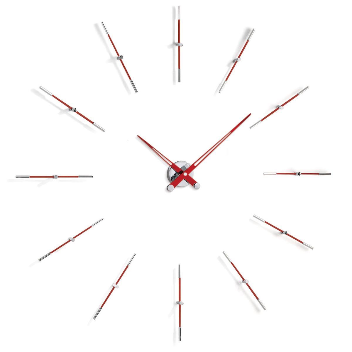 Ausführung Rot / Chrom mit 12 Stundeneinteilungen