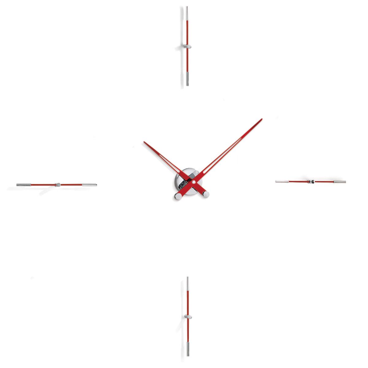 Ausführung Rot / Chrom mit 4 Stundeneinteilungen