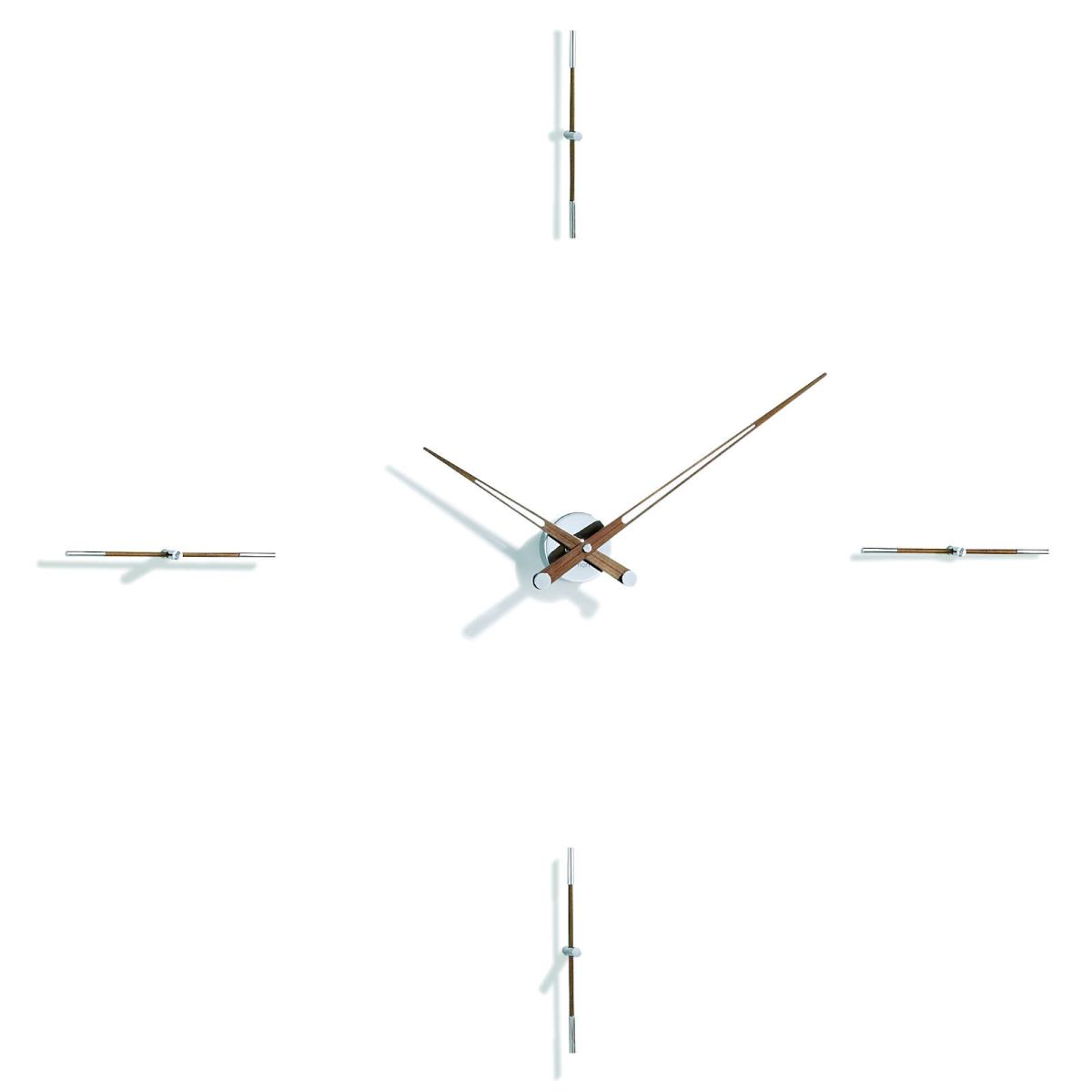 Large Design Wall Clock "Merlín" with Walnut Wood Hands Ø 110 / 155 cm