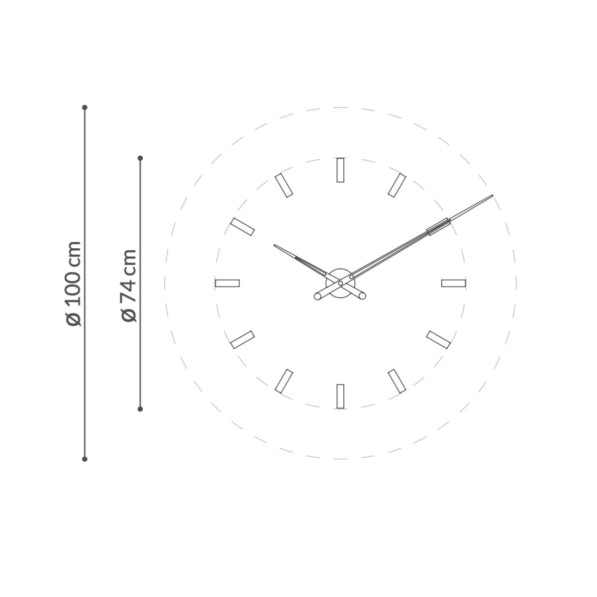 Modern Design Wall Clock "Tacón G/T" made of Brass or Steel Ø 74 cm